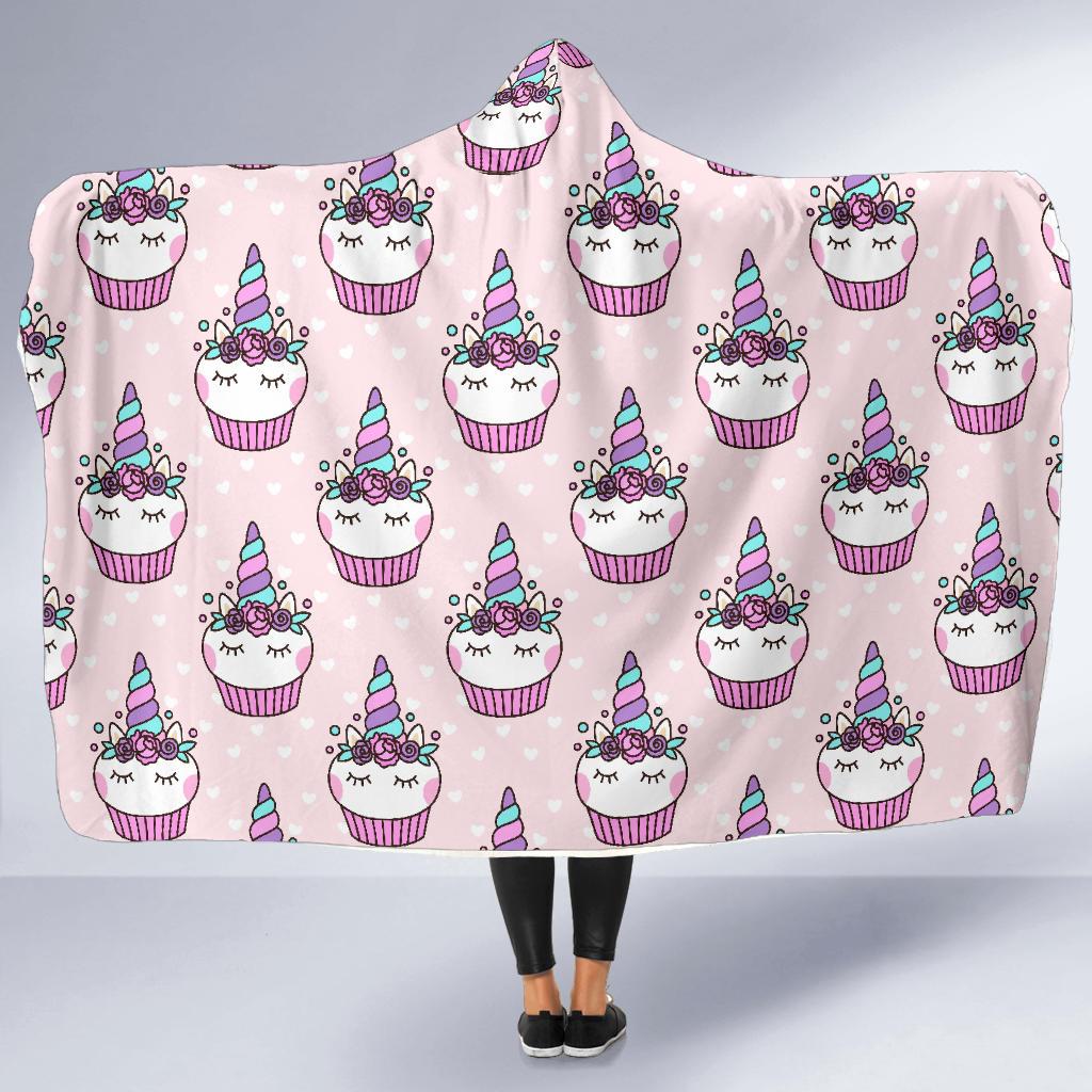 Cupcake Unicorn Pattern Print Hooded Blanket Cloak Blanket cupcake unicorn pattern print hooded blanket cloak blanket 4638