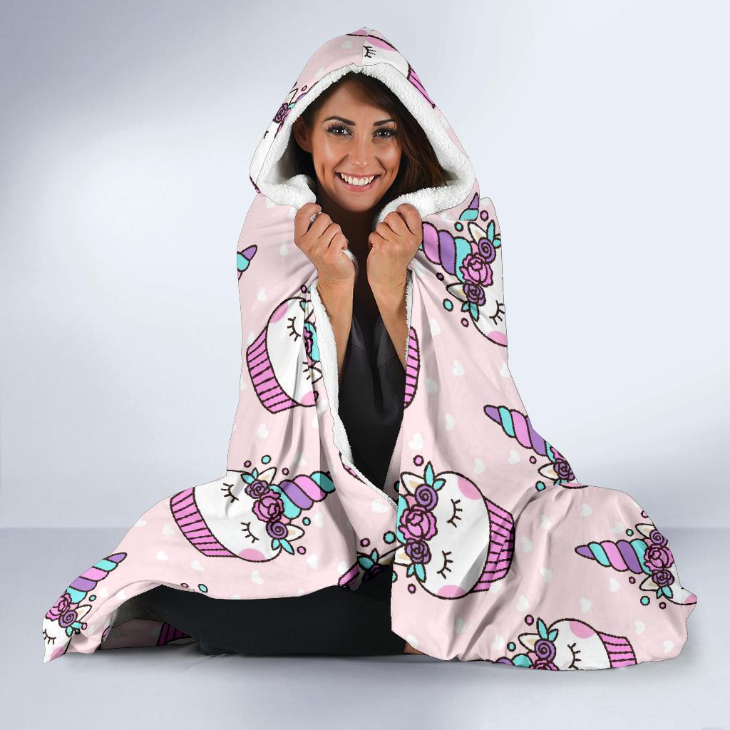 Cupcake Unicorn Pattern Print Hooded Blanket Cloak Blanket cupcake unicorn pattern print hooded blanket cloak blanket 8101