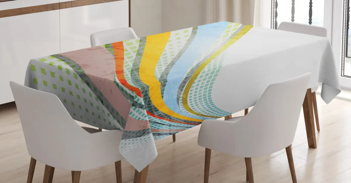 Curved Stripes 3D Printed Tablecloth Table Decor curved stripes 3d printed tablecloth table decor 7300