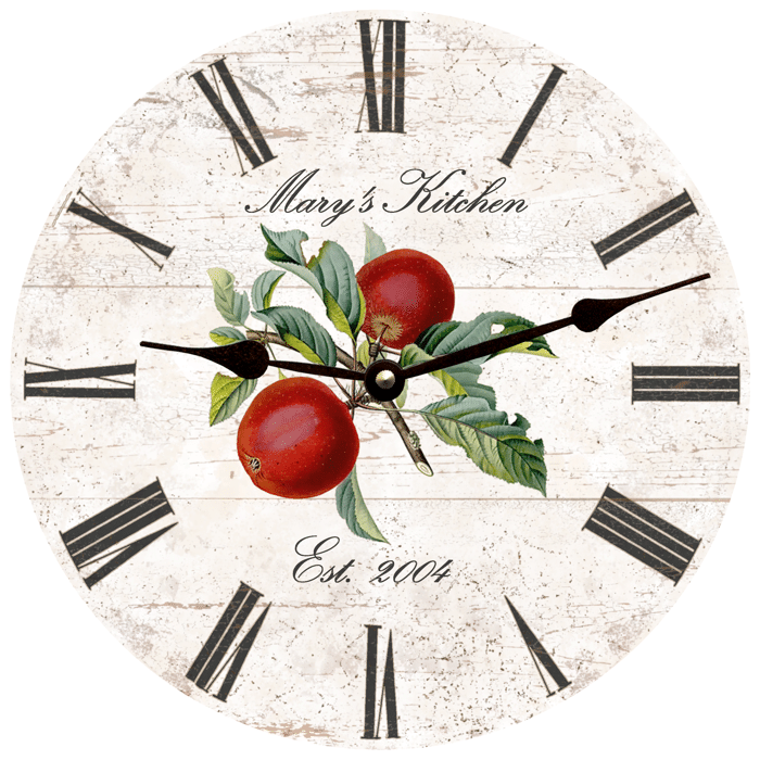 custom name decoration gift wall clock marys kitchen est 2004 apple 5333
