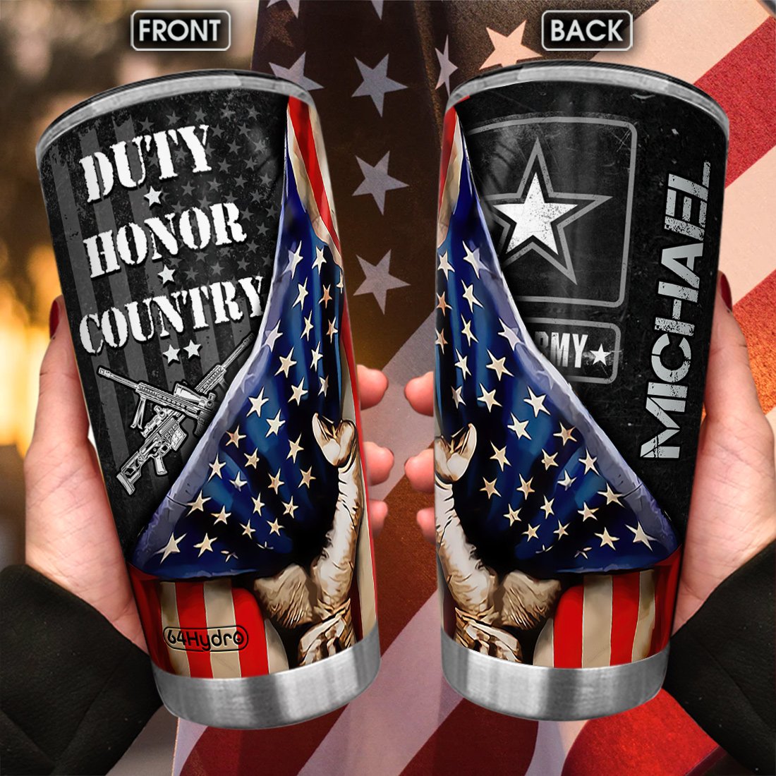 customized duty honor country armed forces amy stainless steel tumbler 7011
