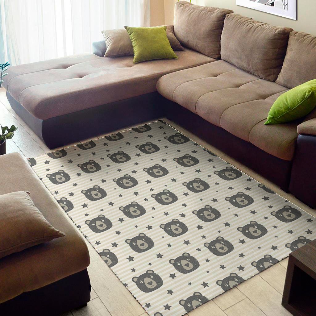 cute black bear pattern print area rug floor decor 3251