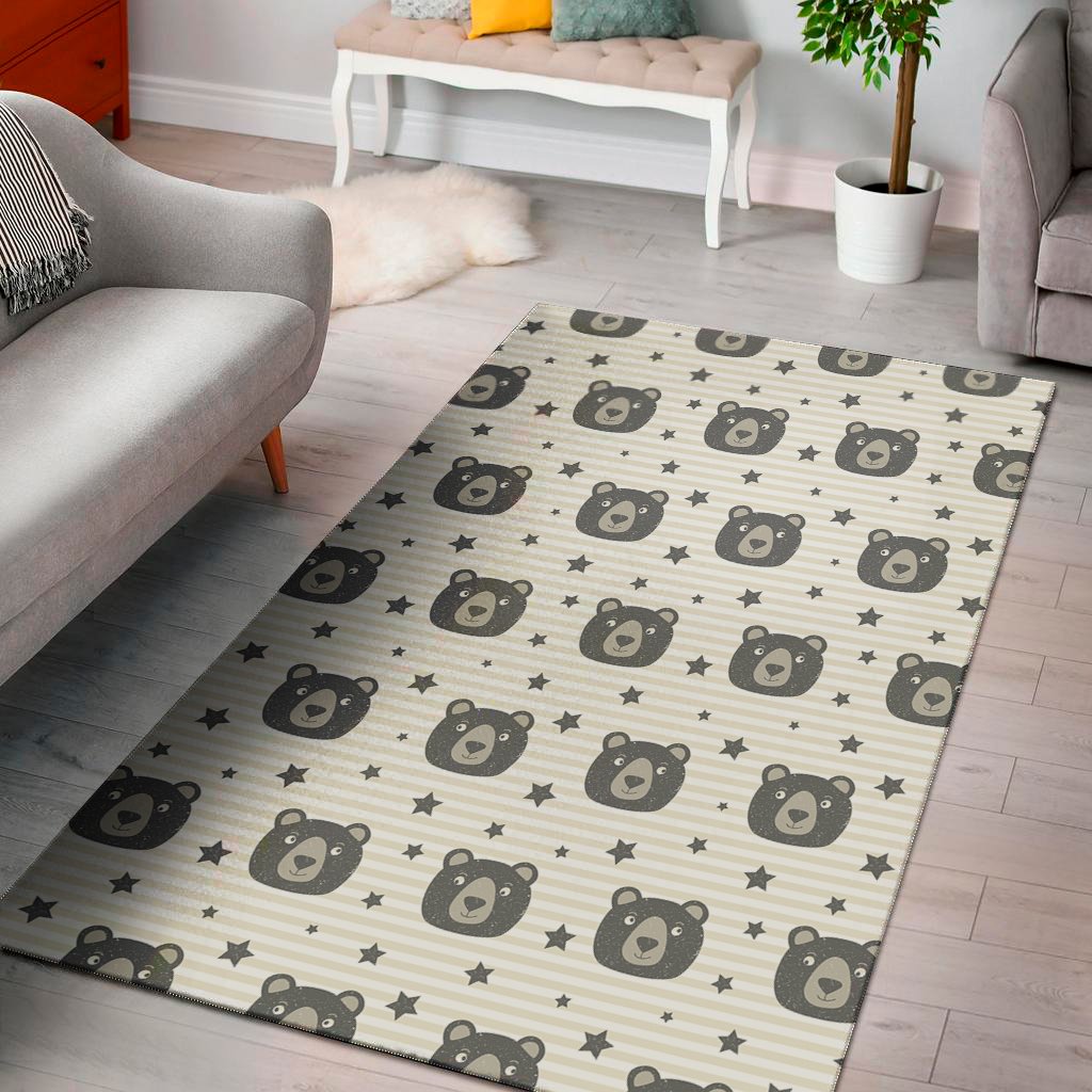 cute black bear pattern print area rug floor decor 3562