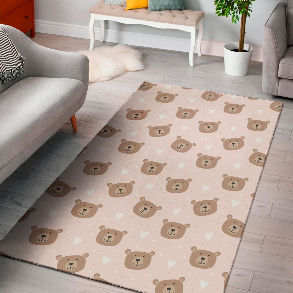 Cute Brown Bear Pattern Print Area Rug Floor Decor cute brown bear pattern print area rug floor decor 2886