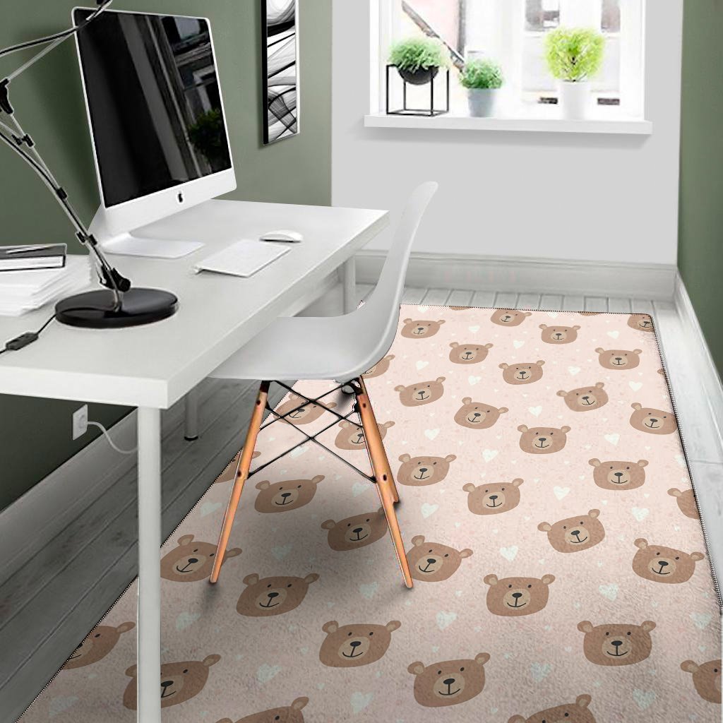 Cute Brown Bear Pattern Print Area Rug Floor Decor cute brown bear pattern print area rug floor decor 8597