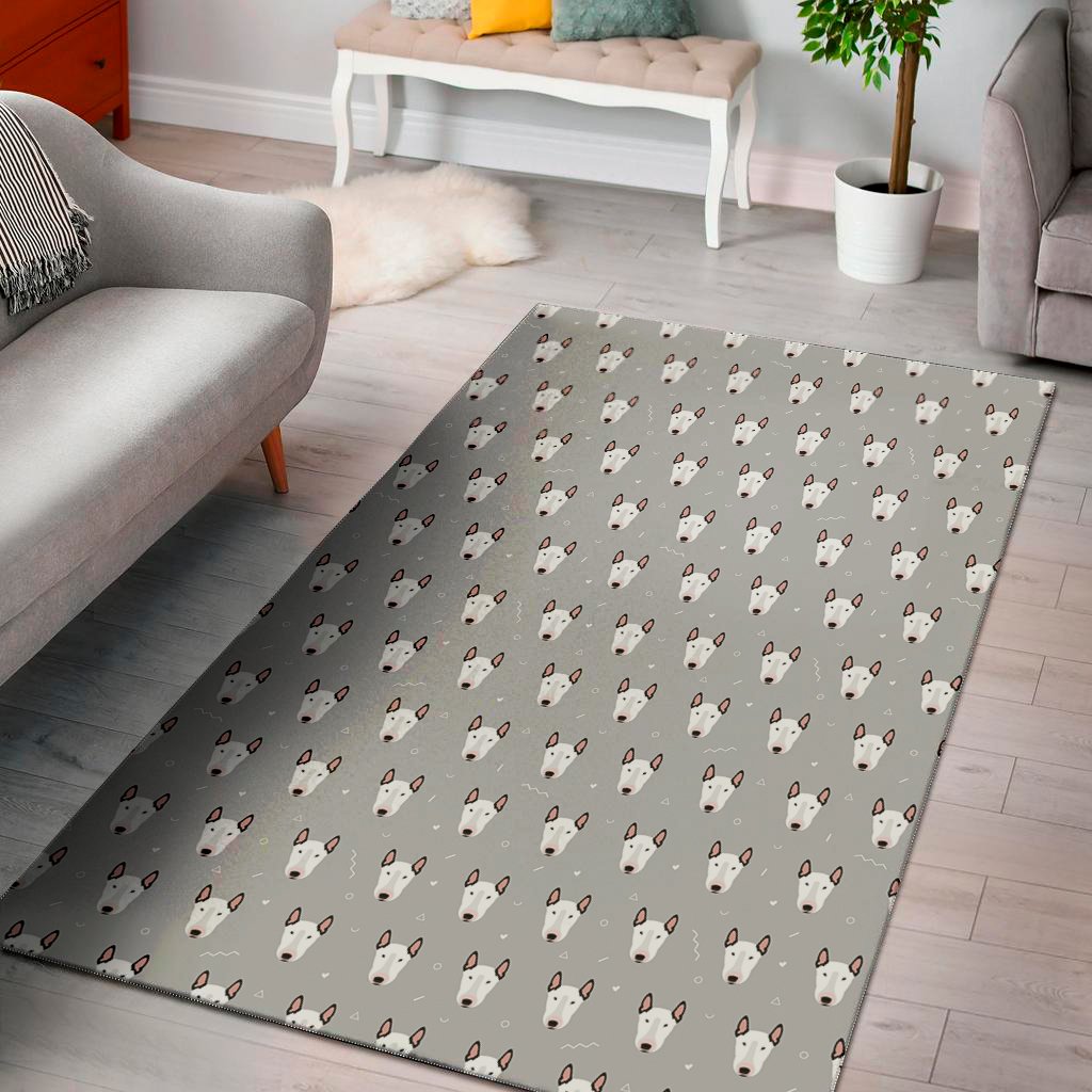 Cute Bull Terrier Faces Pattern Print Area Rug Floor Decor cute bull terrier faces pattern print area rug floor decor 3520