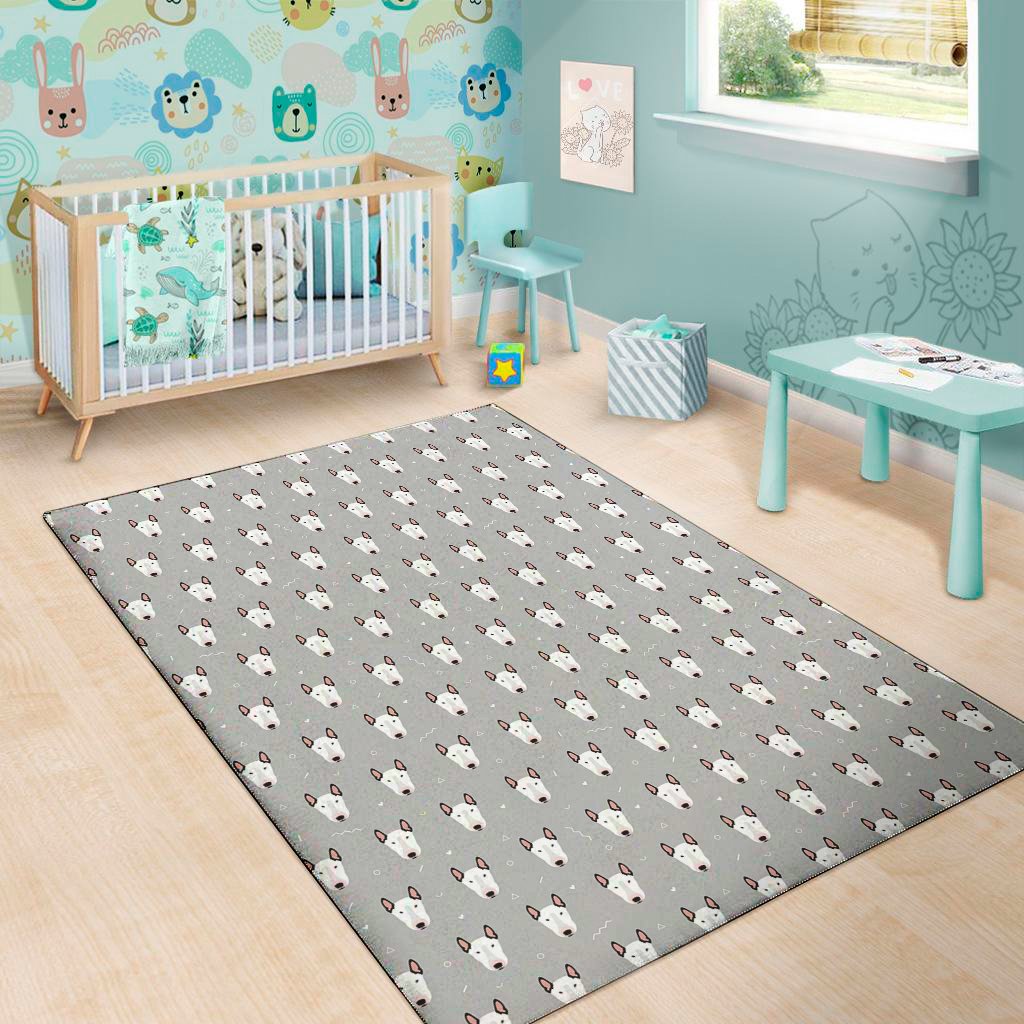 Cute Bull Terrier Faces Pattern Print Area Rug Floor Decor cute bull terrier faces pattern print area rug floor decor 7383