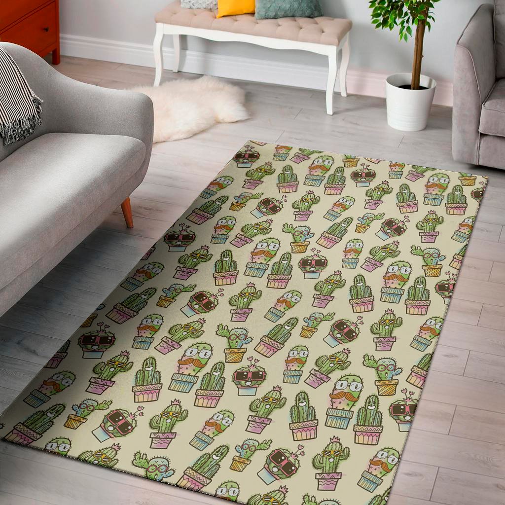 cute cartoon cactus pattern print area rug floor decor 1953