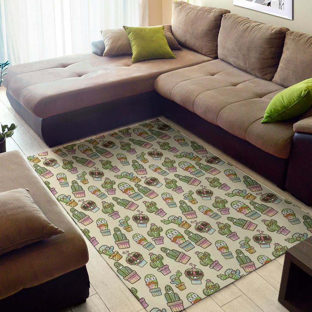 cute cartoon cactus pattern print area rug floor decor 6419