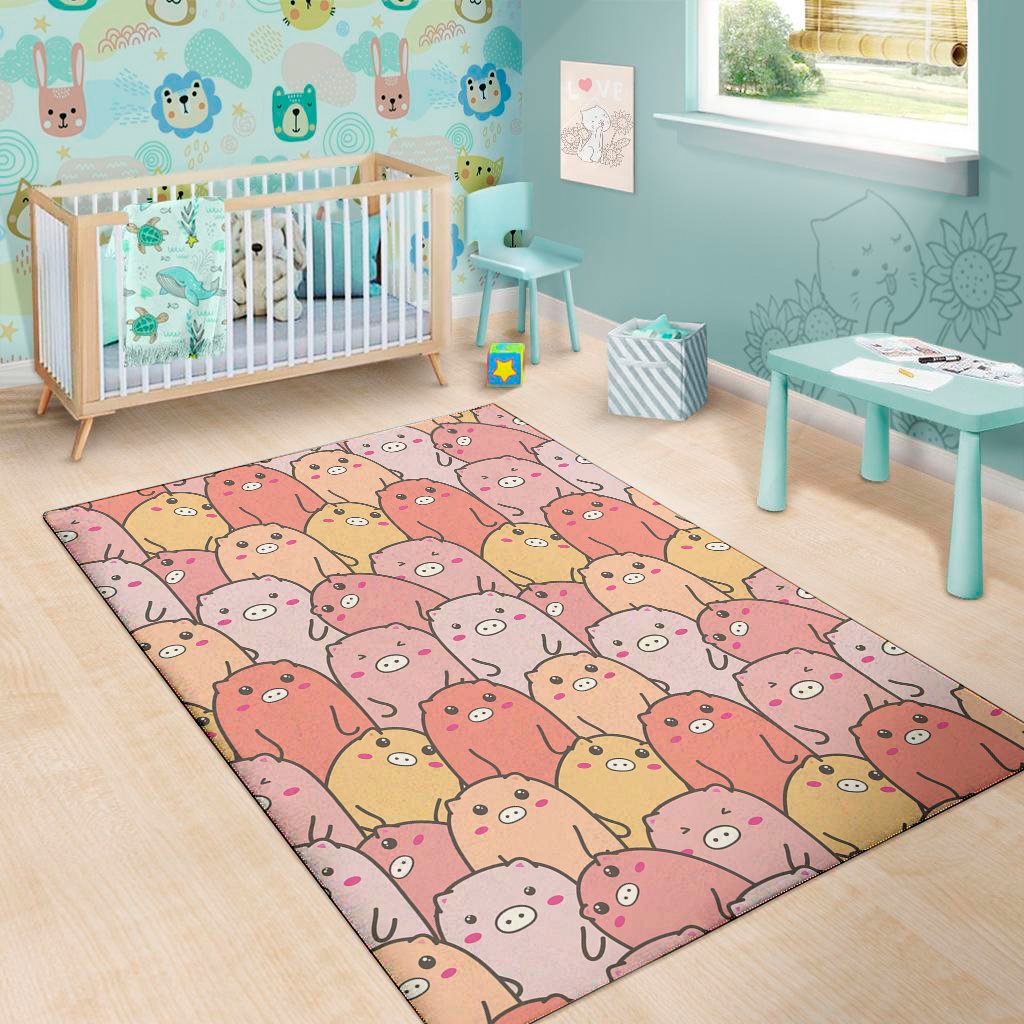 Cute Cartoon Pig Pattern Print Area Rug Floor Decor cute cartoon pig pattern print area rug floor decor 5290
