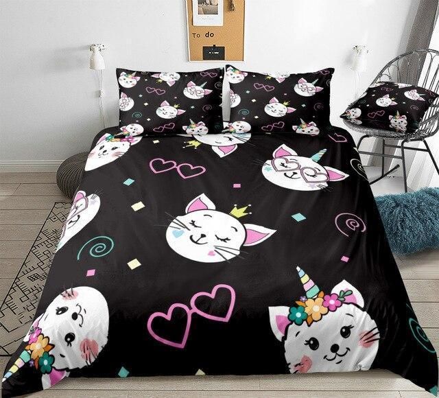 Cute Caticorn Face Duvet Cover Bedding Set cute caticorn face duvet cover bedding set 5647
