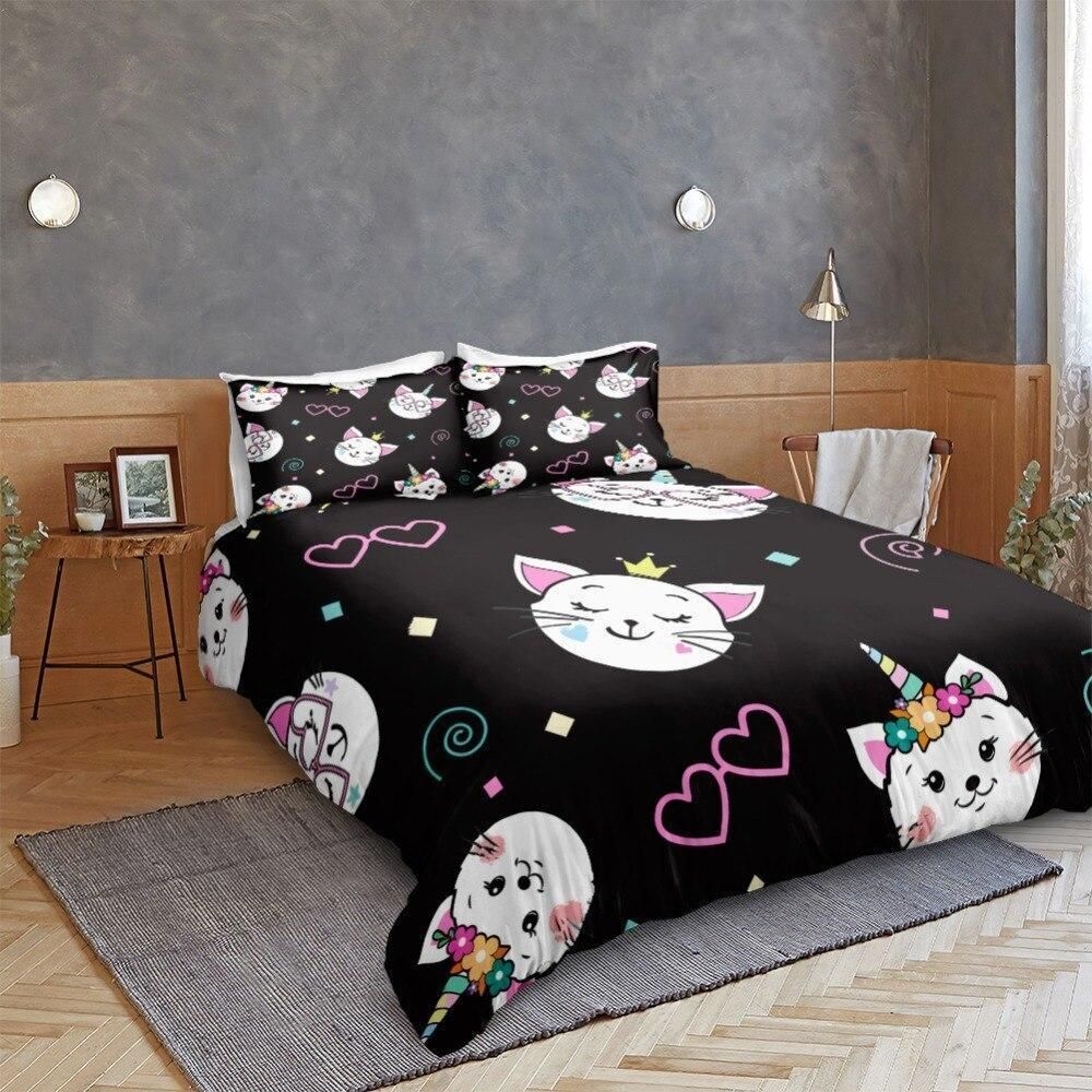 Cute Caticorn Face Duvet Cover Bedding Set cute caticorn face duvet cover bedding set 5780
