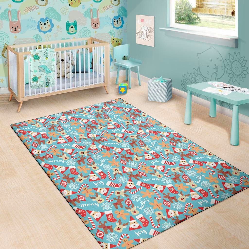 cute christmas elements pattern print area rug floor decor 2011