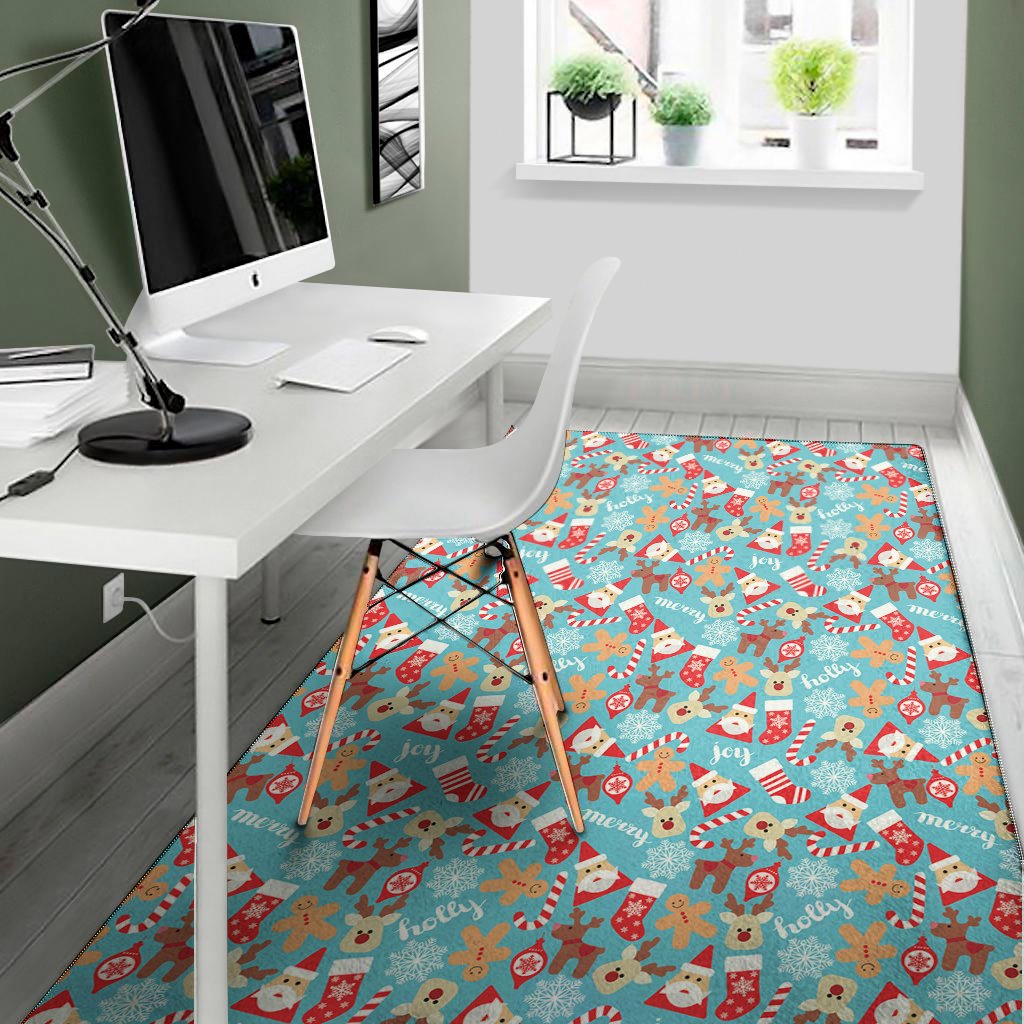 cute christmas elements pattern print area rug floor decor 6093