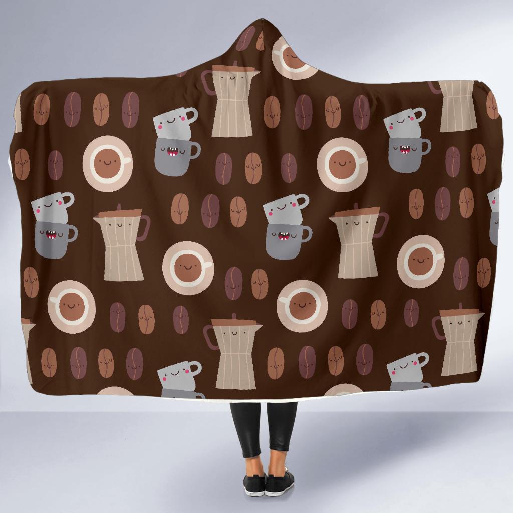 Cute Coffee Pattern Print Hooded Blanket Cloak Blanket cute coffee pattern print hooded blanket cloak blanket 2241