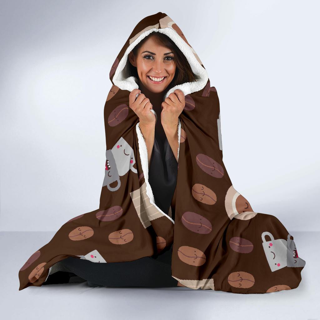 Cute Coffee Pattern Print Hooded Blanket Cloak Blanket cute coffee pattern print hooded blanket cloak blanket 4221
