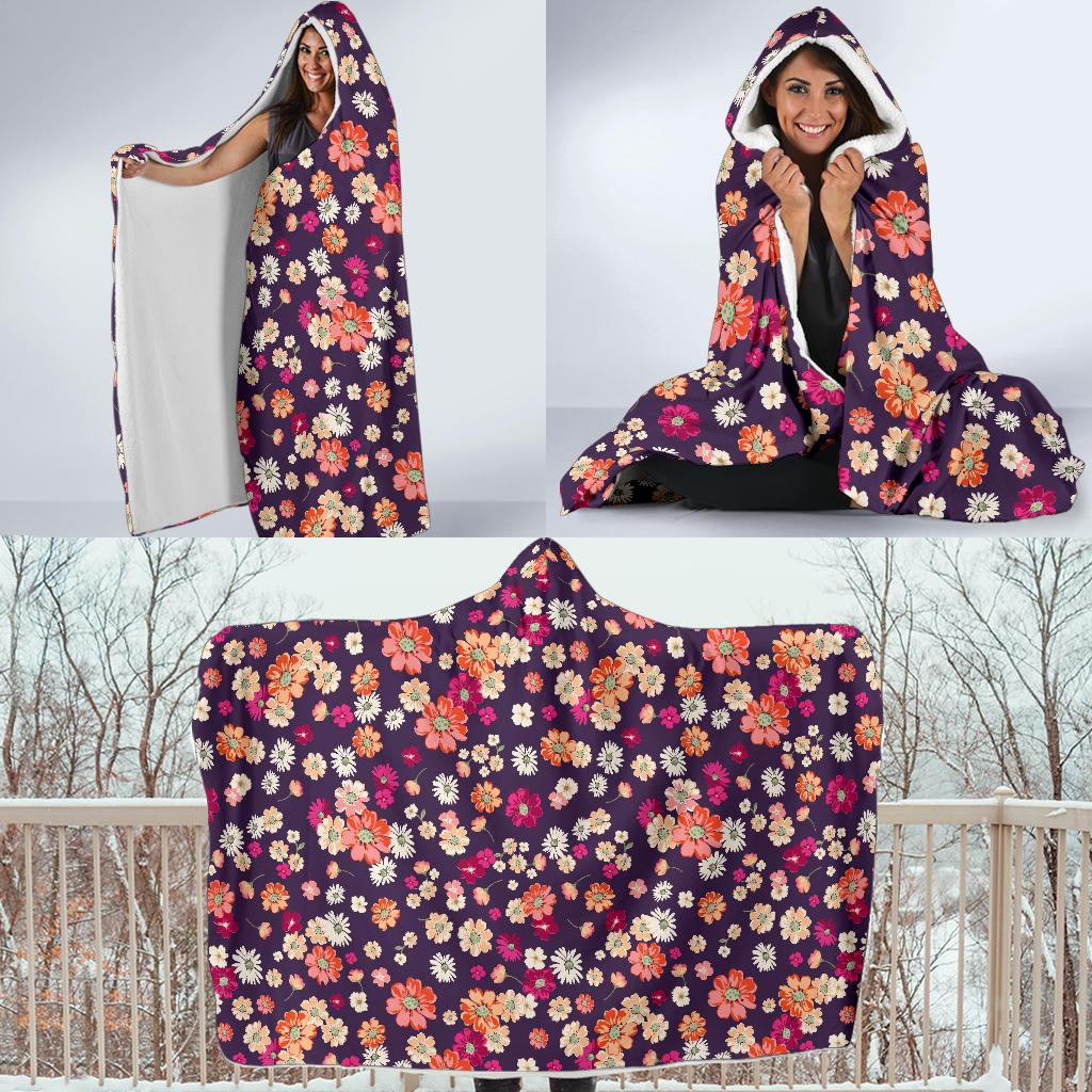 cute daisy colorfulpattern print hooded blanket cloak blanket 3130