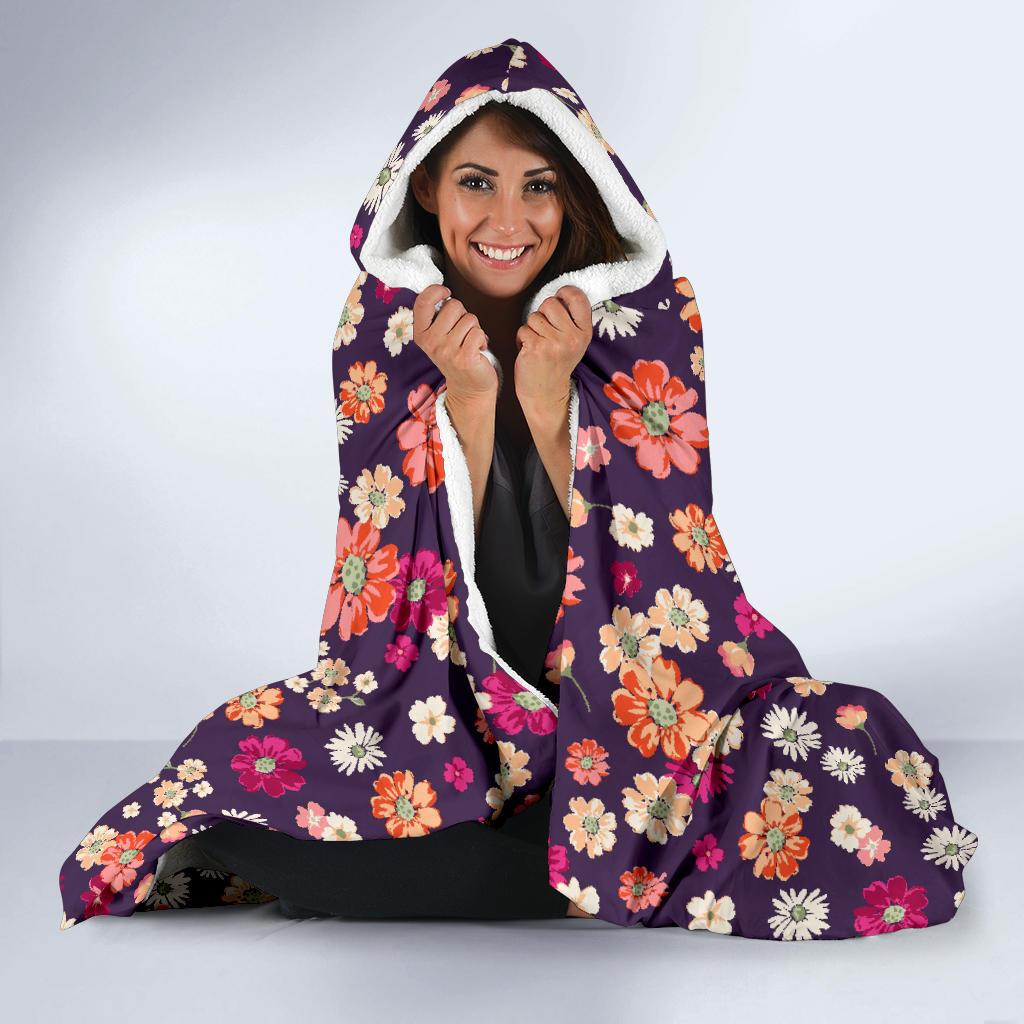 cute daisy colorfulpattern print hooded blanket cloak blanket 4426