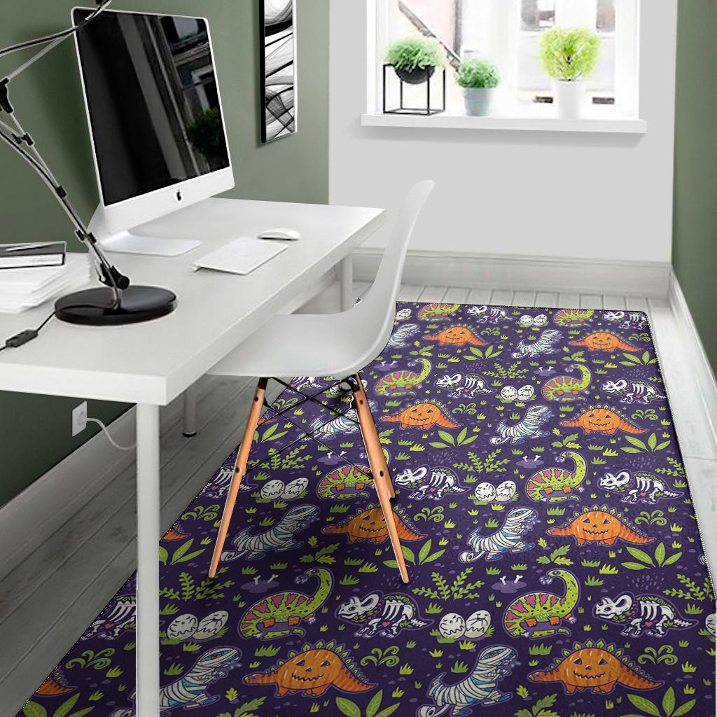 cute dino halloween pattern print area rug floor decor 2136
