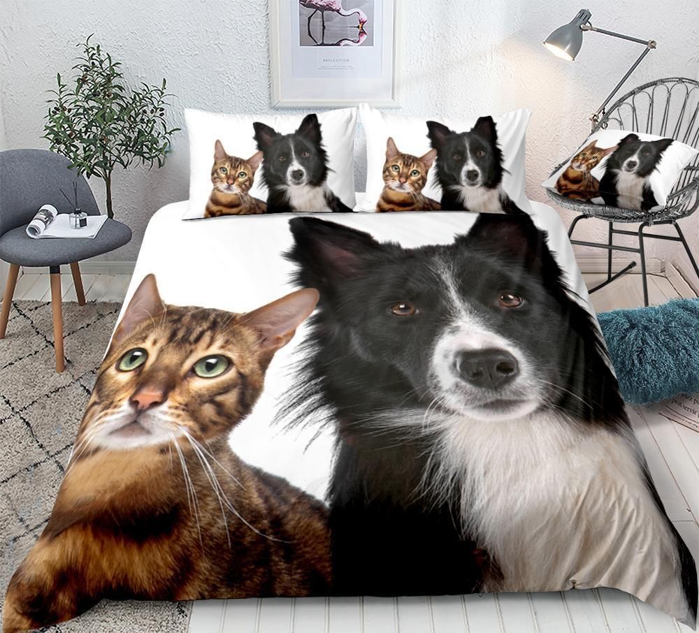 Cute Dog And Cat Duvet Cover Bedding Set cute dog and cat duvet cover bedding set 8262