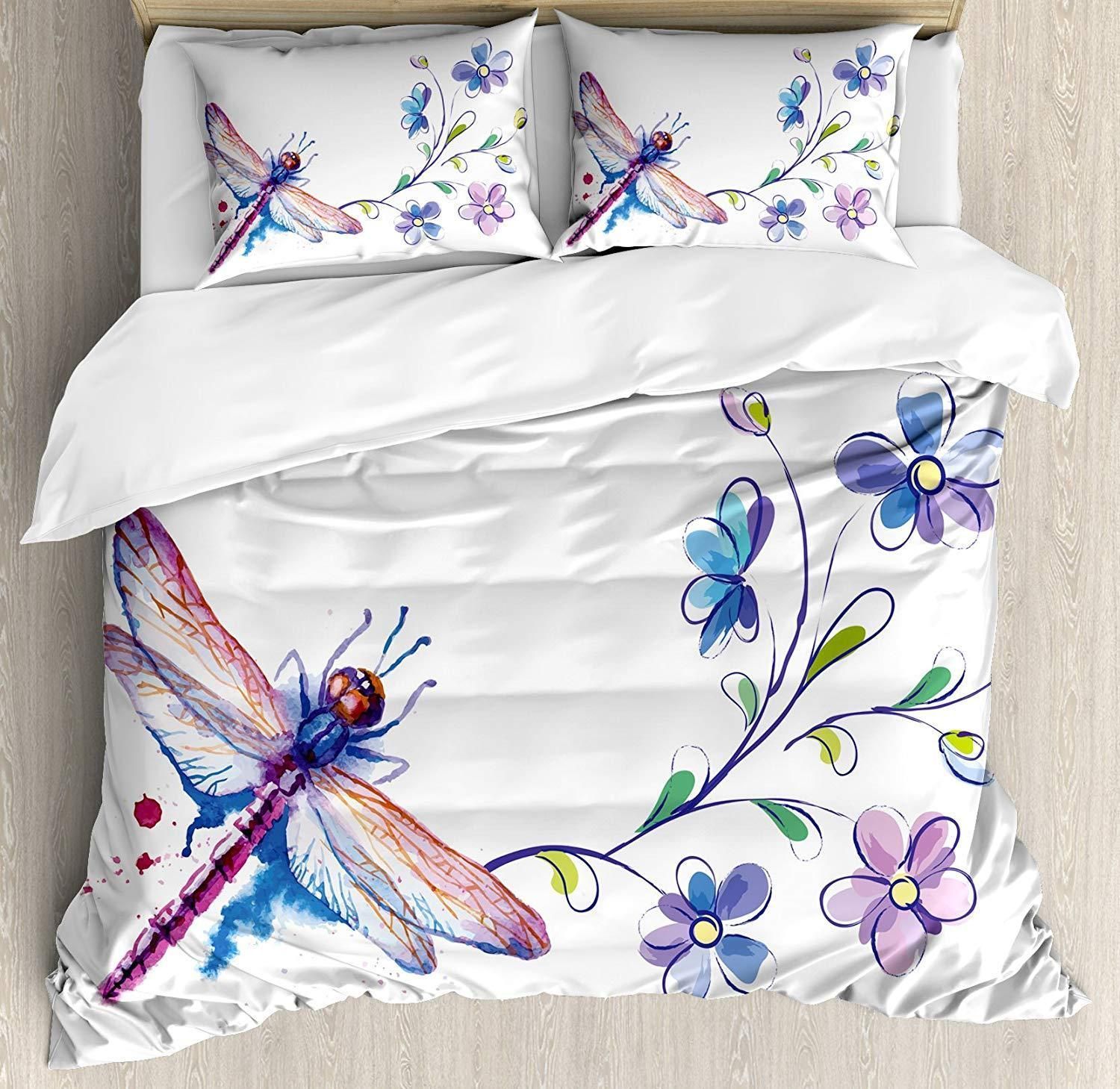 cute dragonfly art bedding set bedroom decor 5008