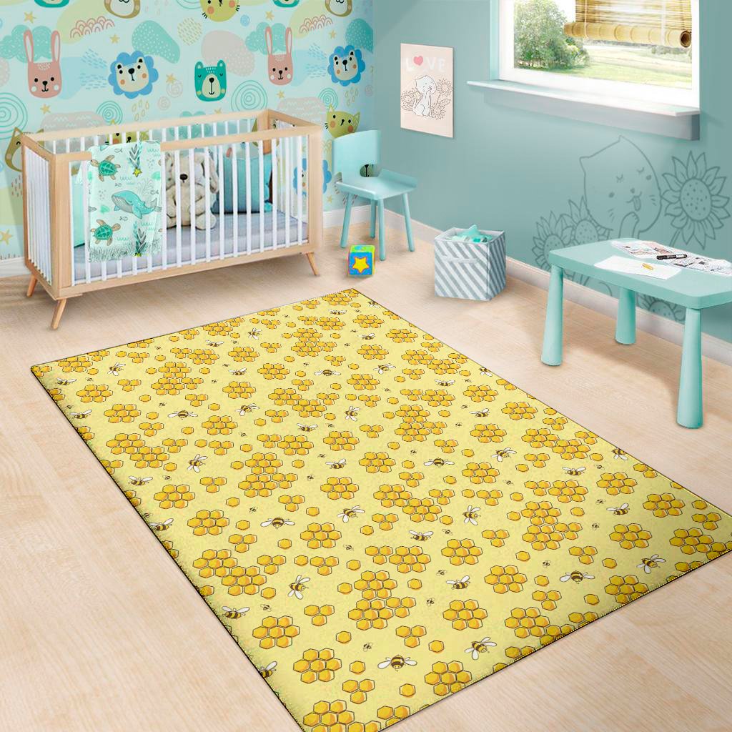cute honey bee pattern print area rug floor decor 3292