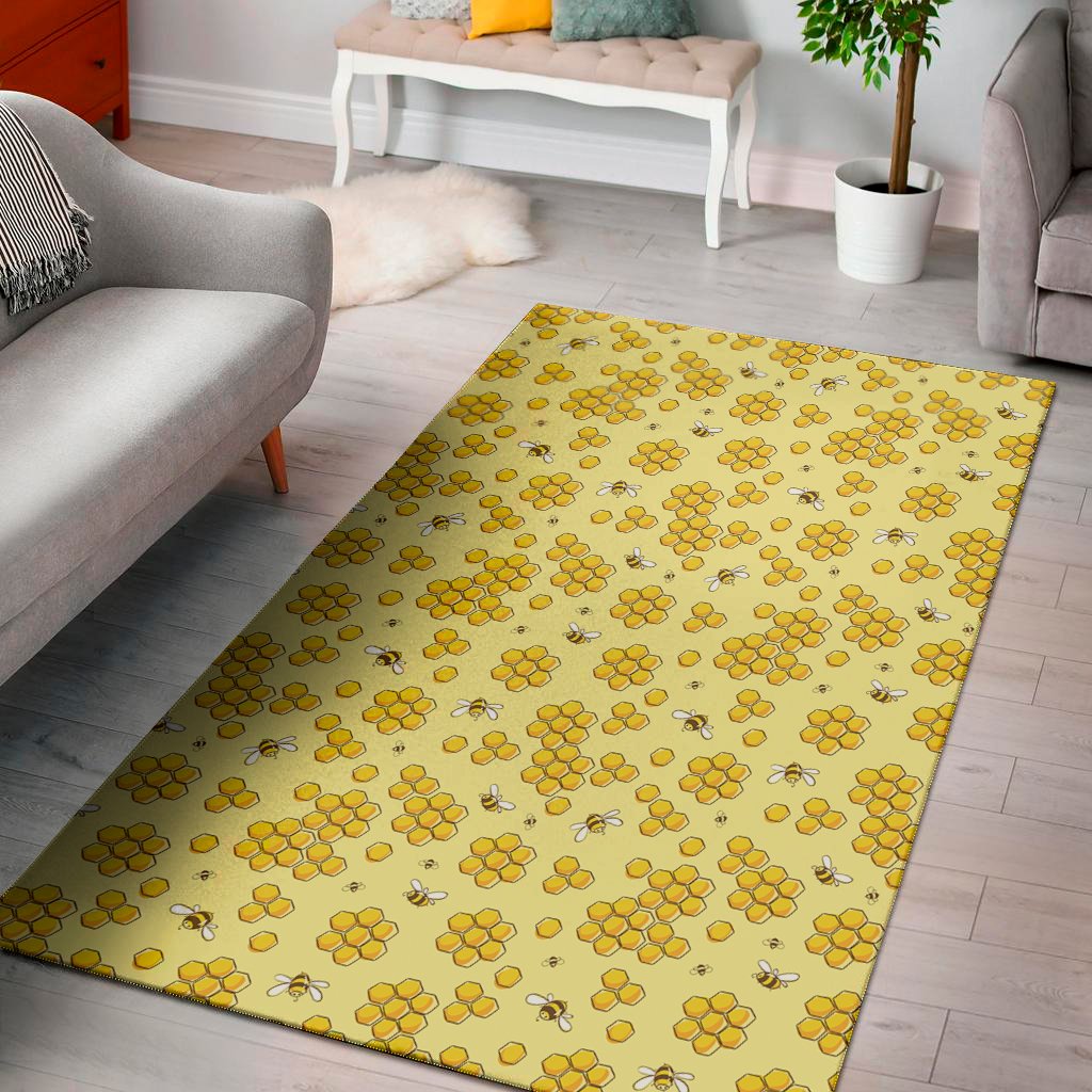 cute honey bee pattern print area rug floor decor 8465