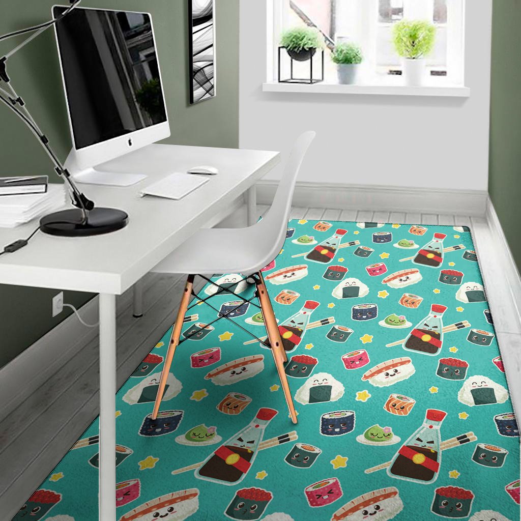 Cute Japanese Sushi Pattern Print Area Rug Floor Decor cute japanese sushi pattern print area rug floor decor 6396