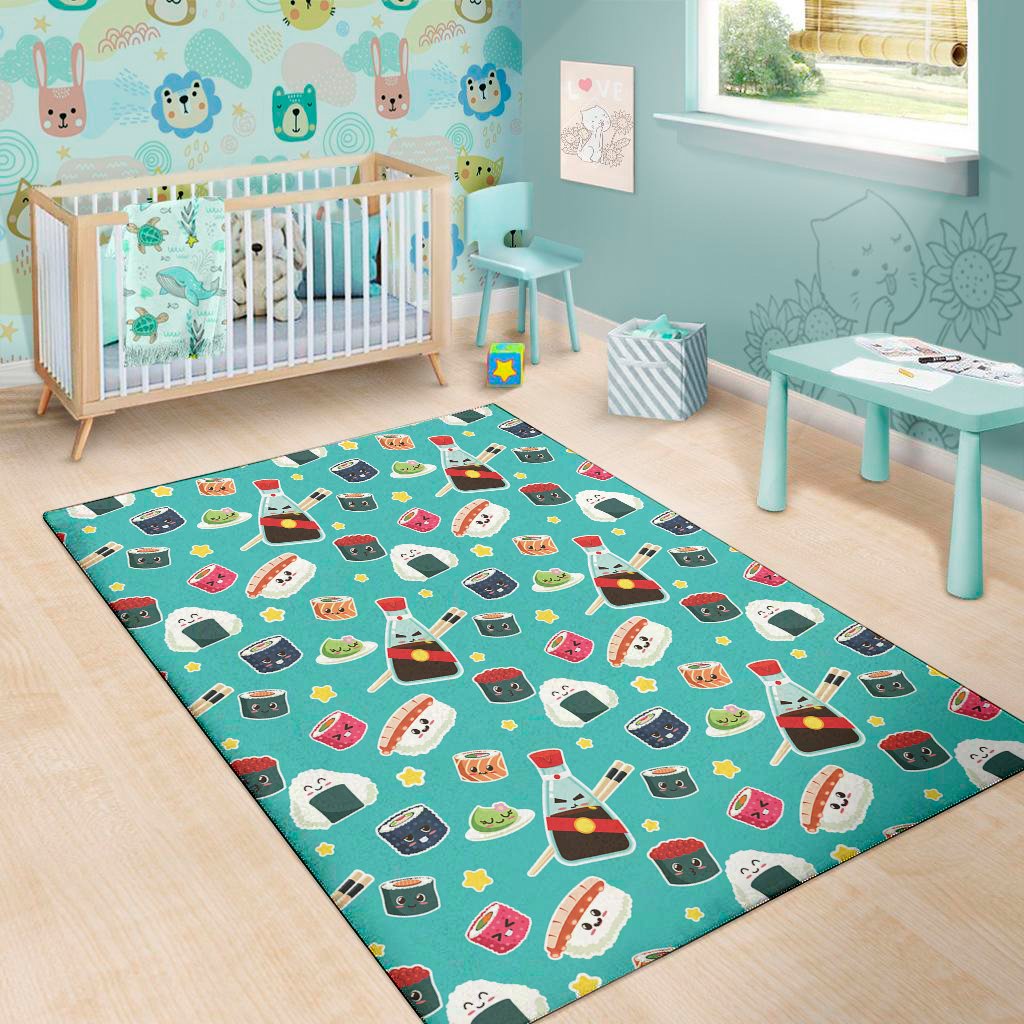 Cute Japanese Sushi Pattern Print Area Rug Floor Decor cute japanese sushi pattern print area rug floor decor 6782