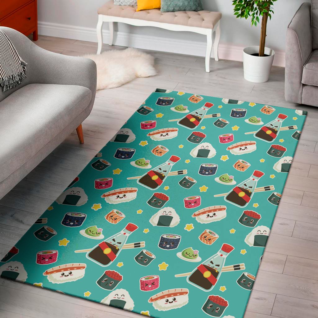 Cute Japanese Sushi Pattern Print Area Rug Floor Decor cute japanese sushi pattern print area rug floor decor 7877