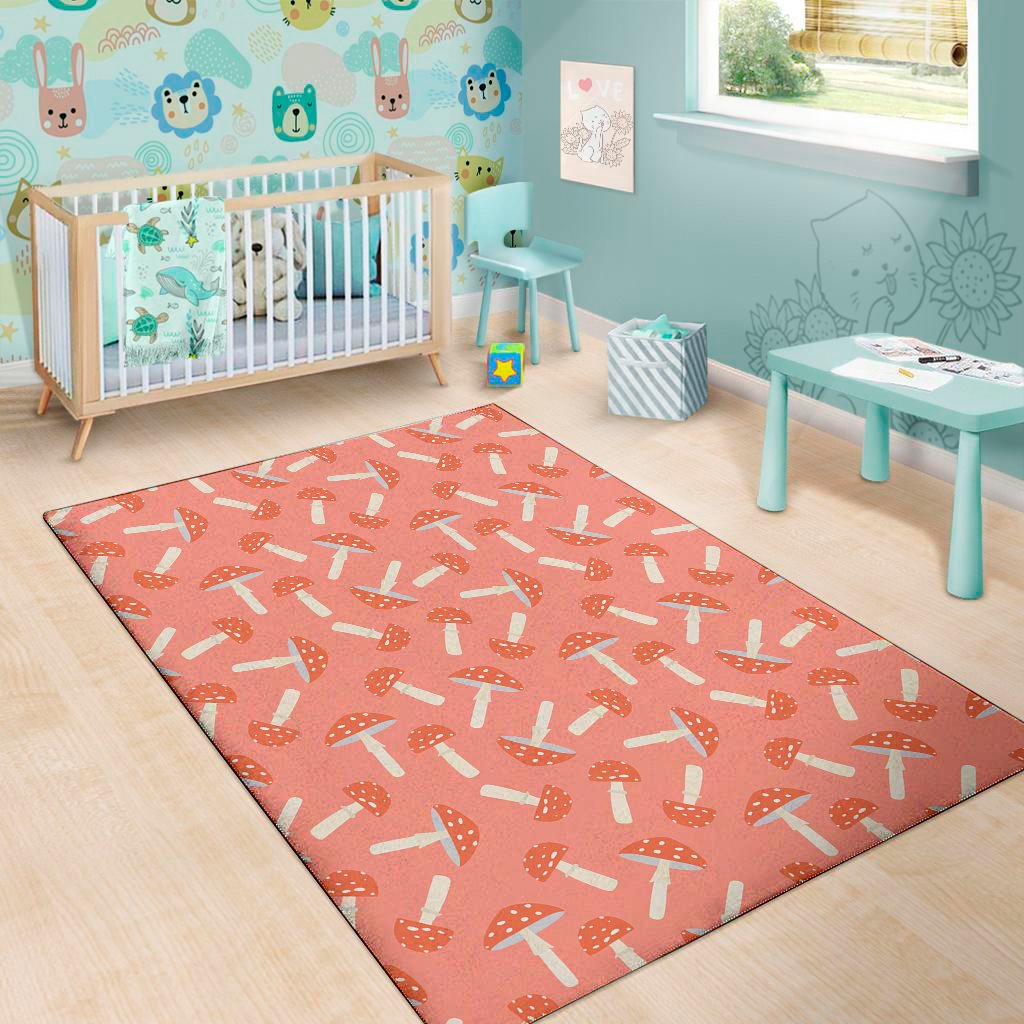 cute mushroom pattern print area rug floor decor 1538