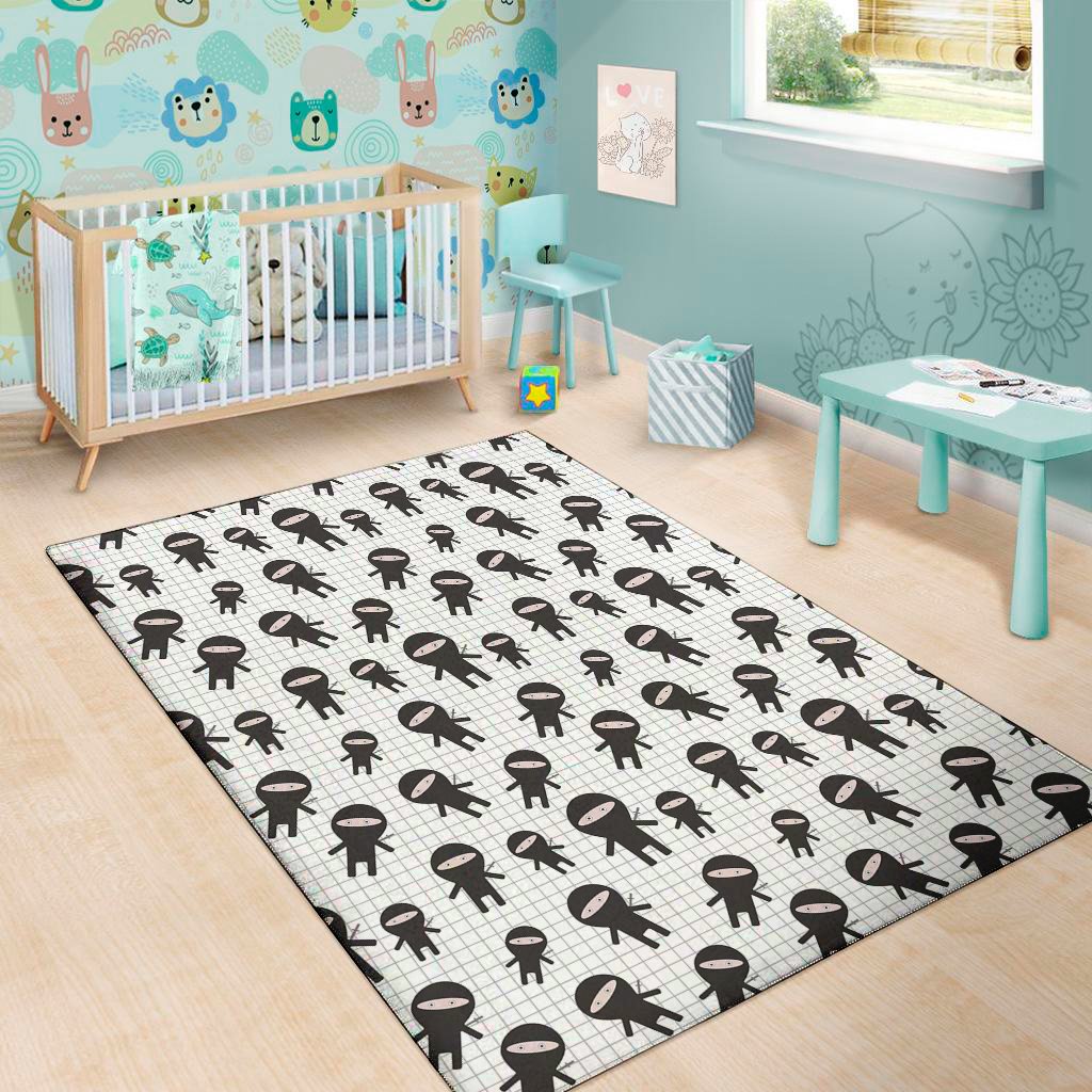 cute ninja pattern print area rug floor decor 4761