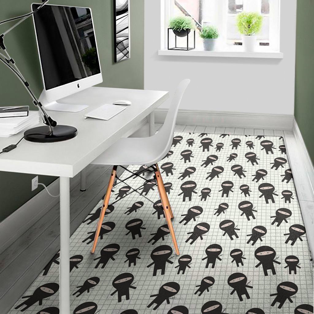 cute ninja pattern print area rug floor decor 8172