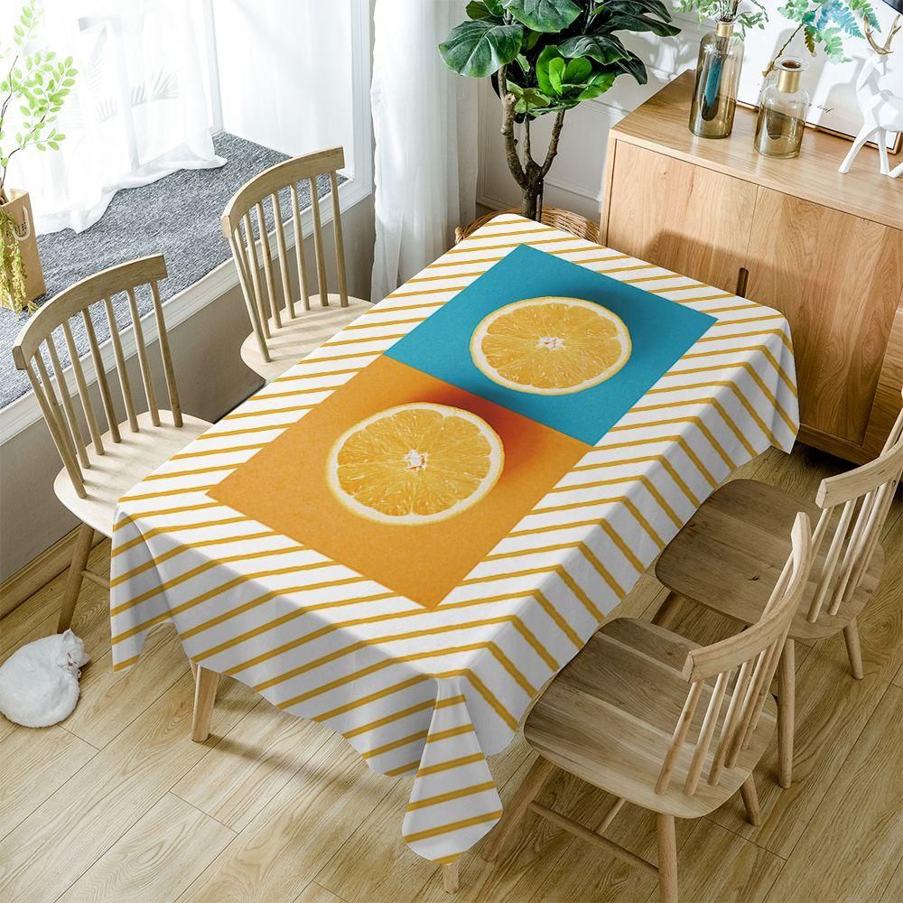 cute orange fruit diagonal stripes rectangle tablecloth table decor 2211