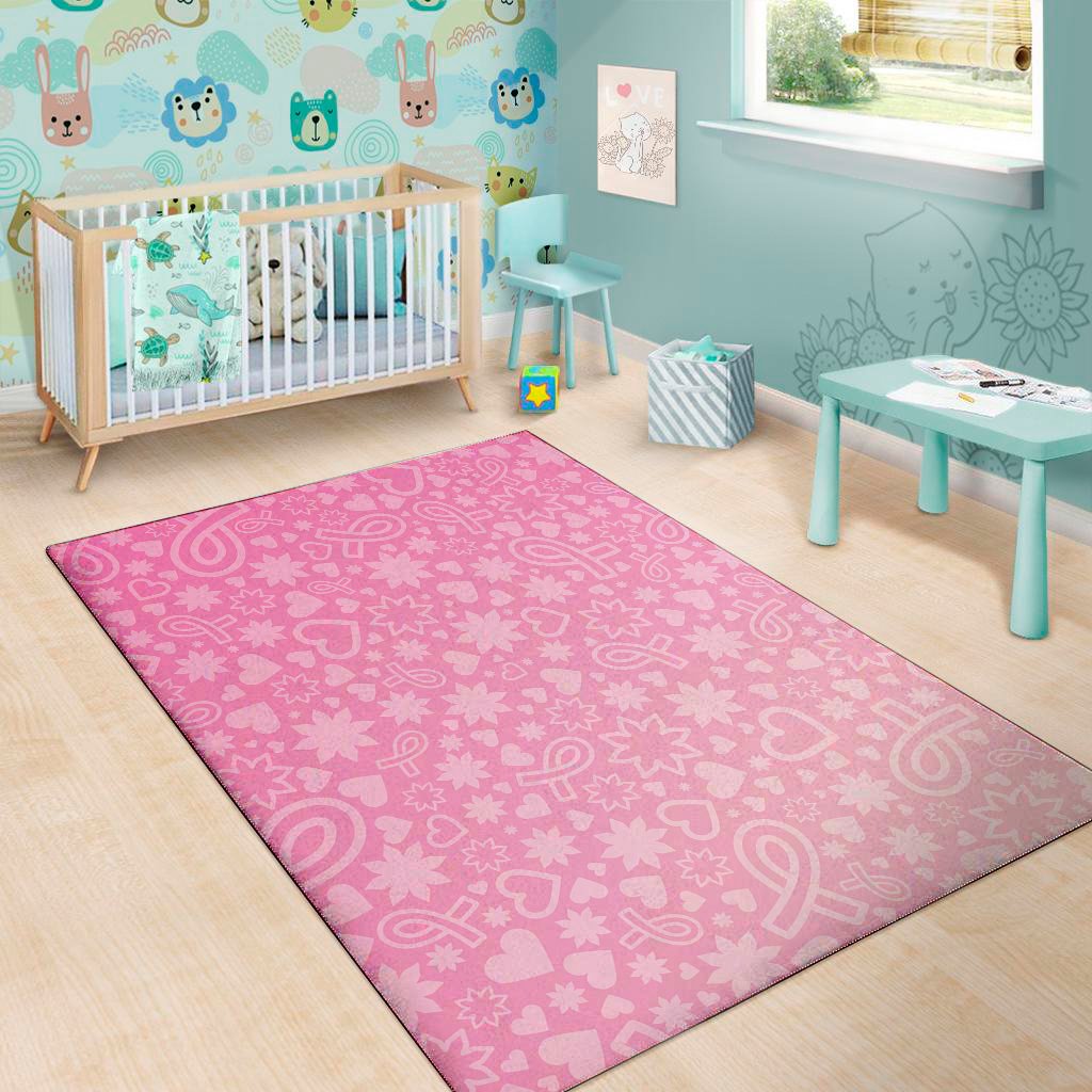 cute pink breast cancer pattern print area rug floor decor 4171