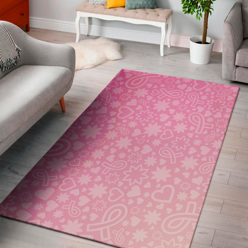 cute pink breast cancer pattern print area rug floor decor 4247