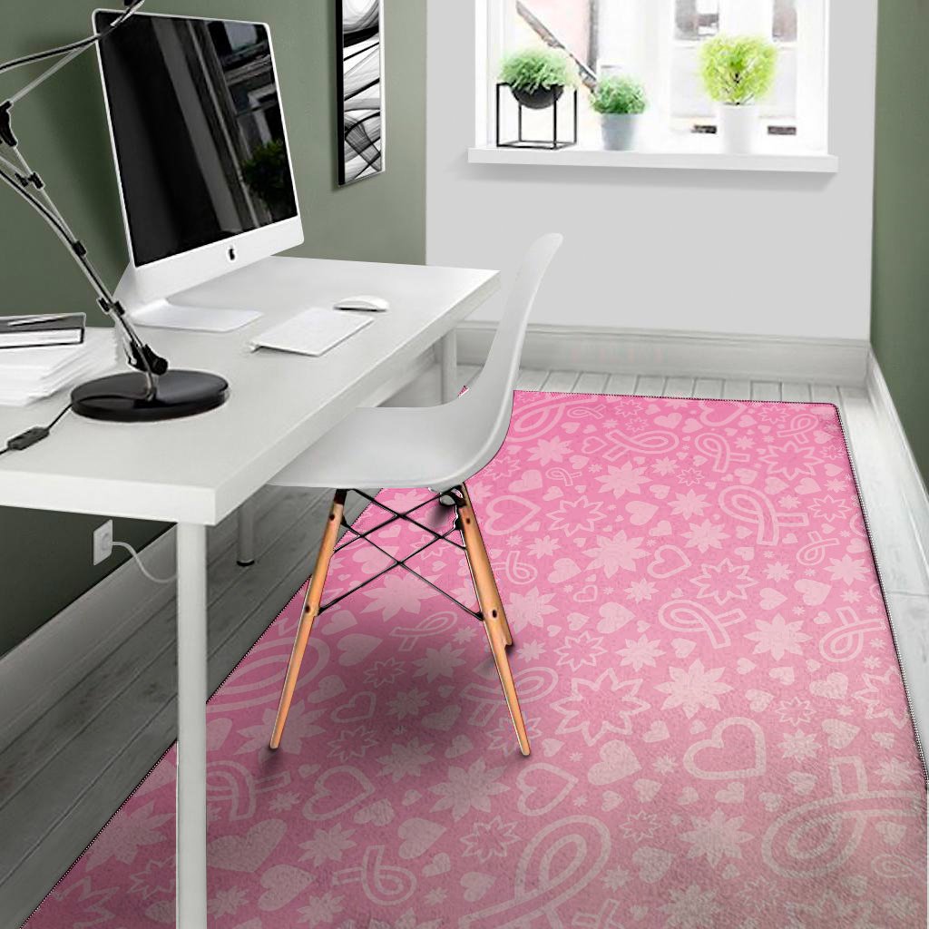 cute pink breast cancer pattern print area rug floor decor 5940