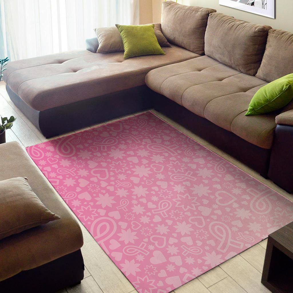 cute pink breast cancer pattern print area rug floor decor 8931