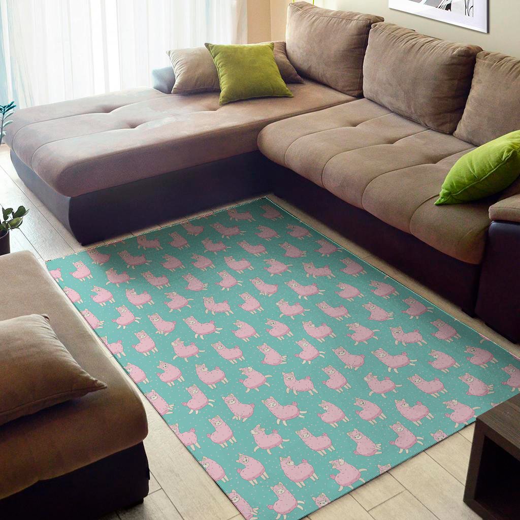 cute pink llama pattern print area rug floor decor 4127