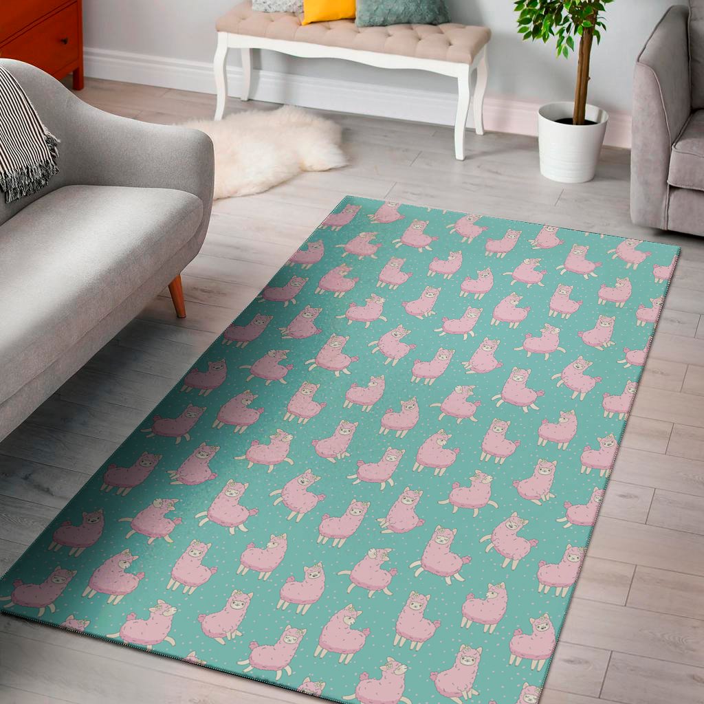 cute pink llama pattern print area rug floor decor 8815