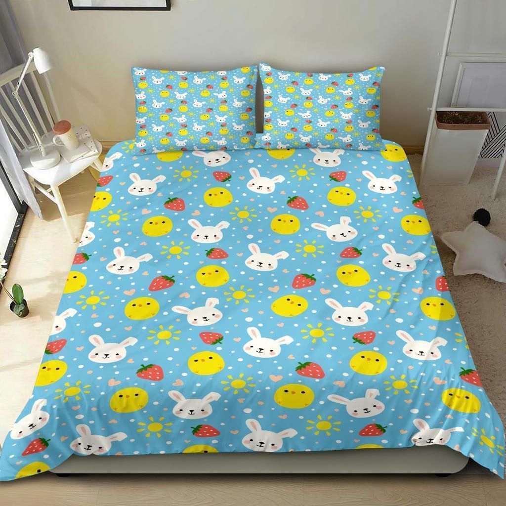 cute rabbit chicken pattern bedding set bedroom decor 4114