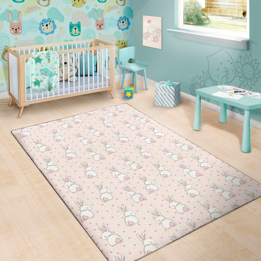 cute rabbit pattern print area rug floor decor 1630