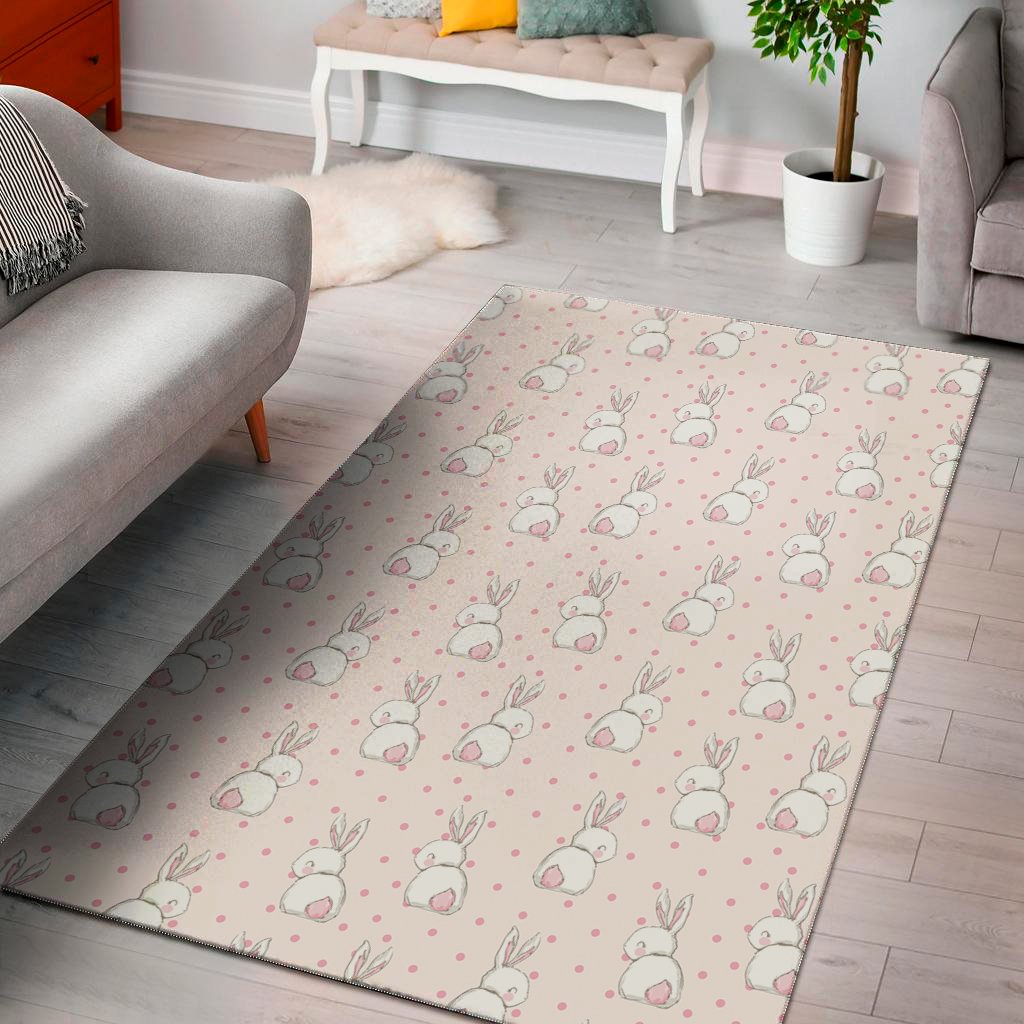 cute rabbit pattern print area rug floor decor 3489