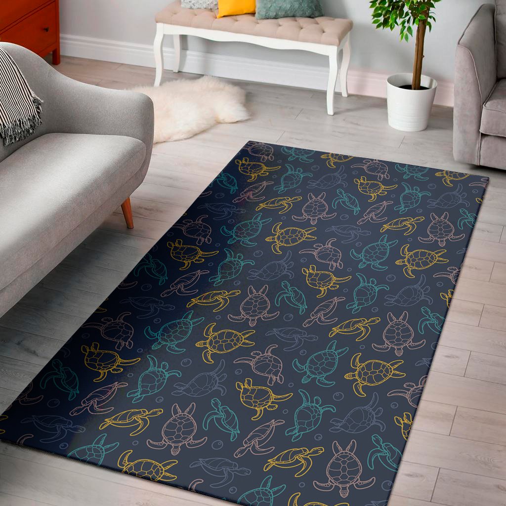 cute sea turtle pattern print area rug floor decor 7250
