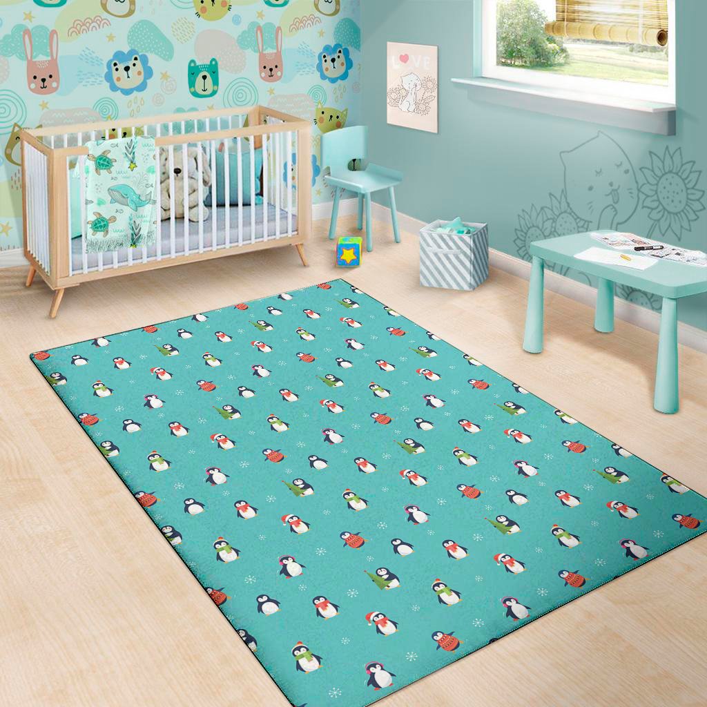 Cute Snowy Penguin Pattern Print Area Rug Floor Decor cute snowy penguin pattern print area rug floor decor 3595