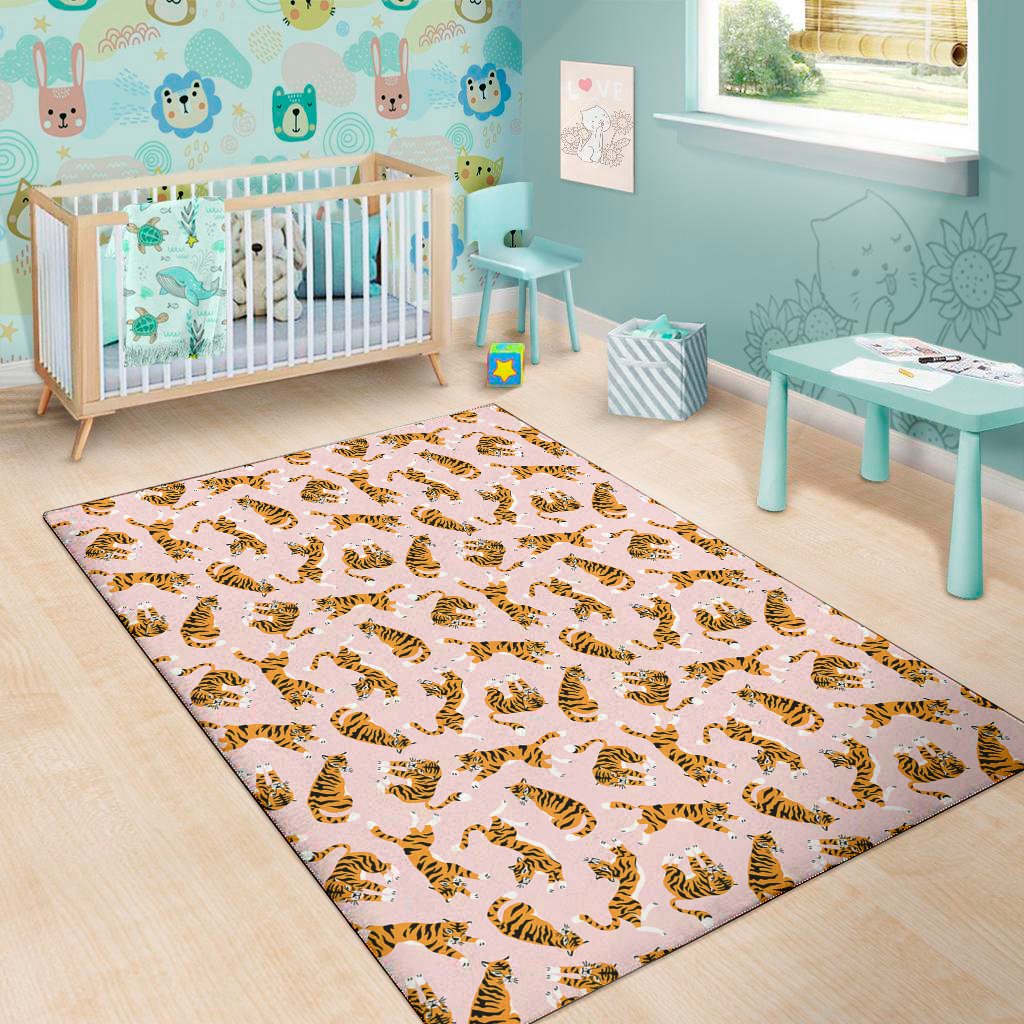 cute tiger pattern print area rug floor decor 1341