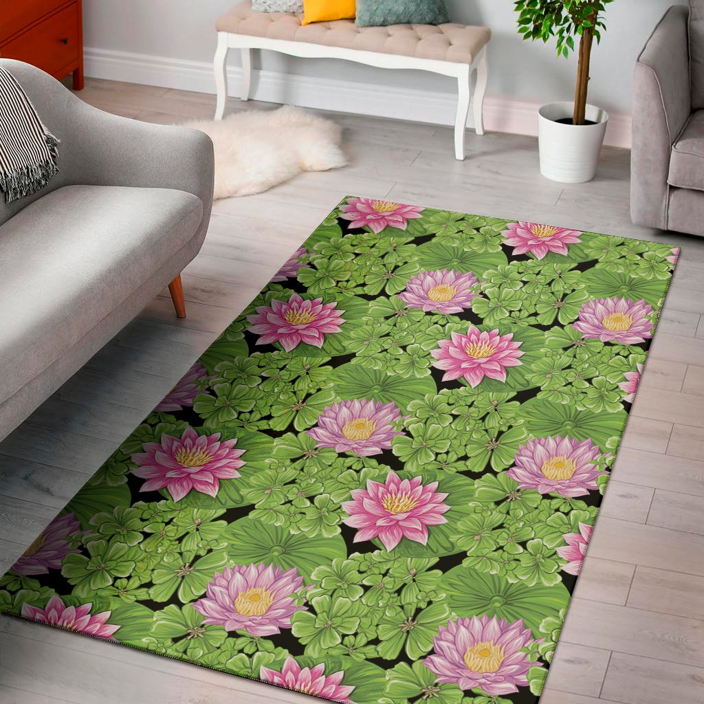 cute water lily pattern print area rug floor decor 1904