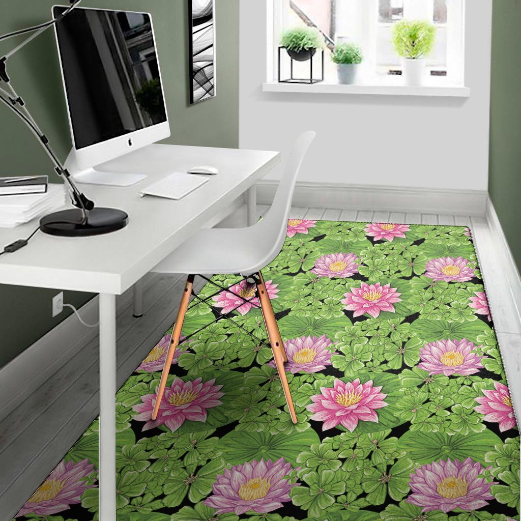 cute water lily pattern print area rug floor decor 2755
