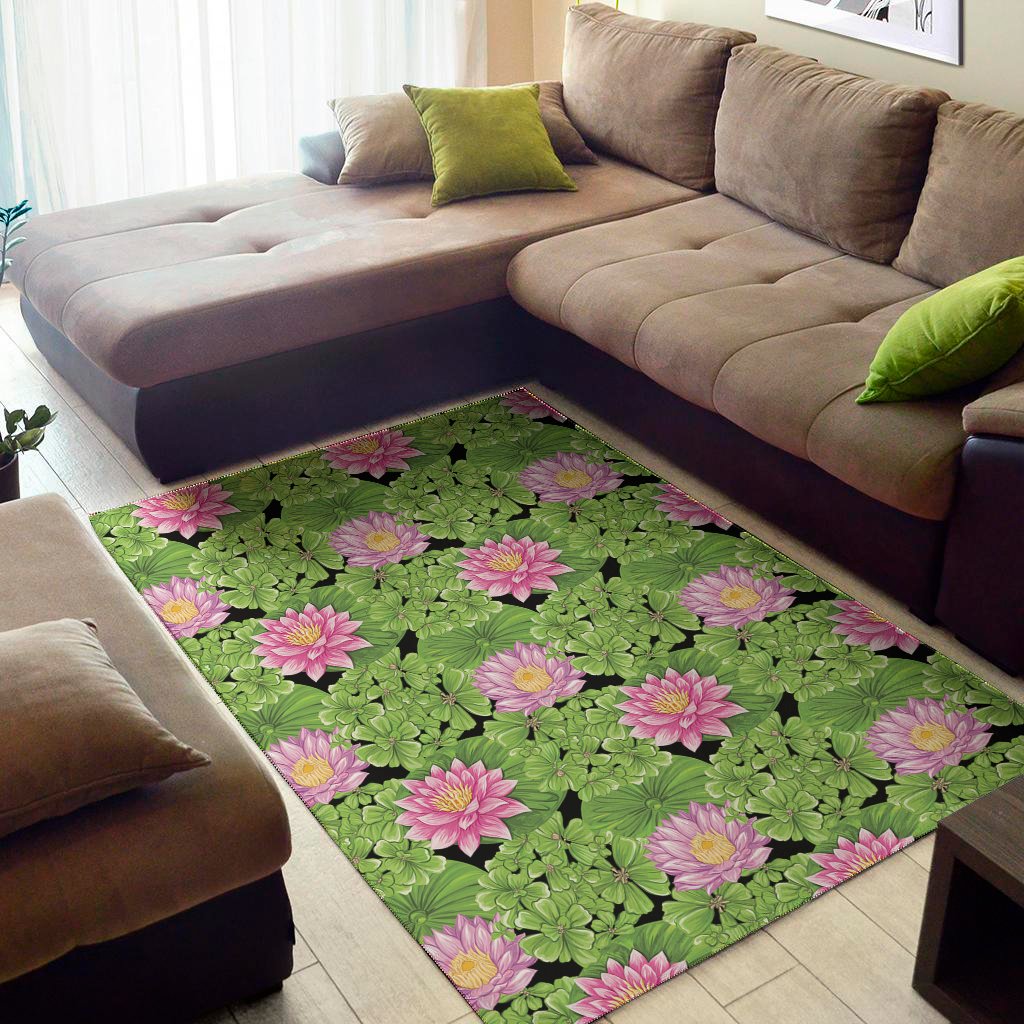 cute water lily pattern print area rug floor decor 3377