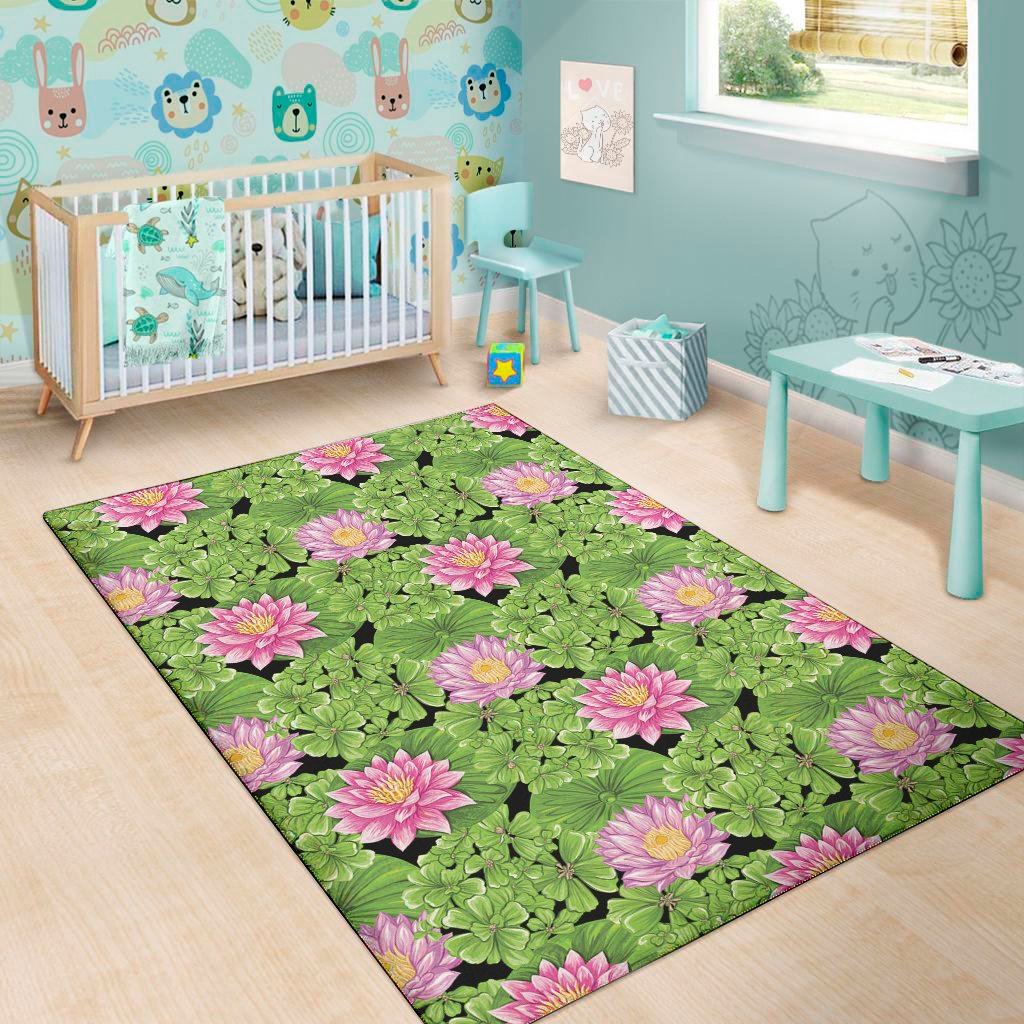cute water lily pattern print area rug floor decor 4929